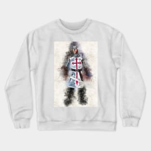 Knights Templar Warrior The crusader Watercolor Historic Fine Art Crewneck Sweatshirt